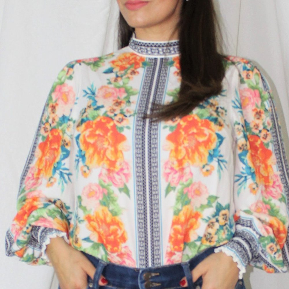 Floral Bishop Sleeve Blouse